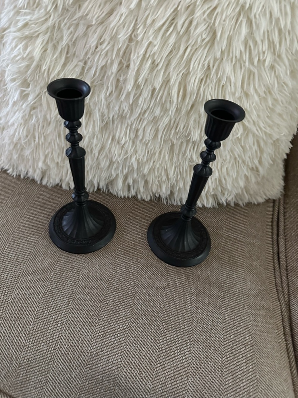 Black Metal Candlestick Pair - Elegant Home Accent